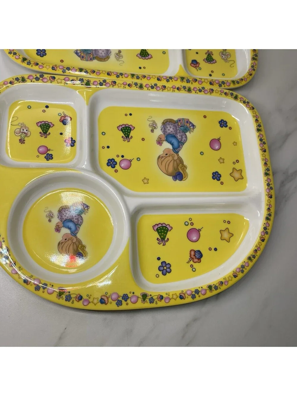 2x Precious Moments Girl Balloons Party Vintage Childrens Kids Divided Plate NEW